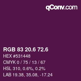 カラーコード: RGB 83 20.6 72.6 | qconv.com