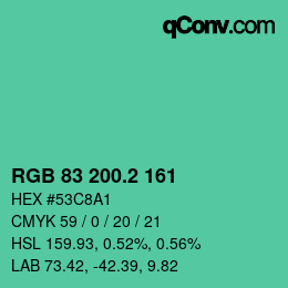 カラーコード: RGB 83 200.2 161 | qconv.com