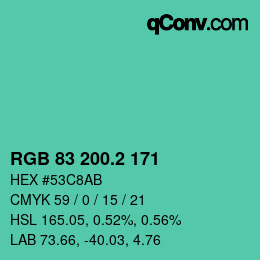 カラーコード: RGB 83 200.2 171 | qconv.com