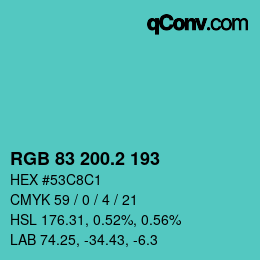 カラーコード: RGB 83 200.2 193 | qconv.com