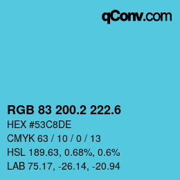 カラーコード: RGB 83 200.2 222.6 | qconv.com