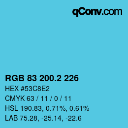 カラーコード: RGB 83 200.2 226 | qconv.com