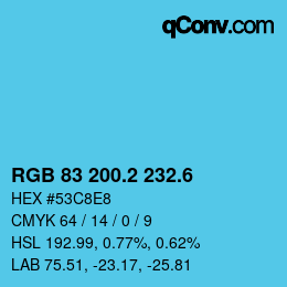 カラーコード: RGB 83 200.2 232.6 | qconv.com