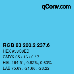 カラーコード: RGB 83 200.2 237.6 | qconv.com