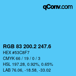 カラーコード: RGB 83 200.2 247.6 | qconv.com