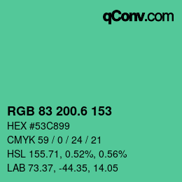 カラーコード: RGB 83 200.6 153 | qconv.com