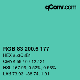 カラーコード: RGB 83 200.6 177 | qconv.com