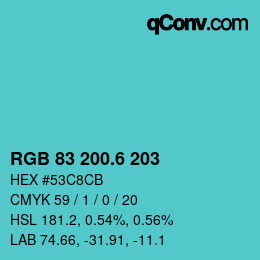 カラーコード: RGB 83 200.6 203 | qconv.com