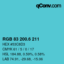 カラーコード: RGB 83 200.6 211 | qconv.com