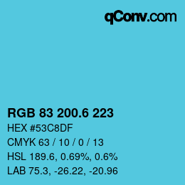 カラーコード: RGB 83 200.6 223 | qconv.com
