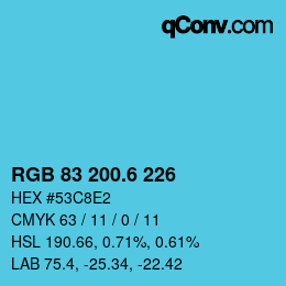カラーコード: RGB 83 200.6 226 | qconv.com