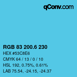 カラーコード: RGB 83 200.6 230 | qconv.com