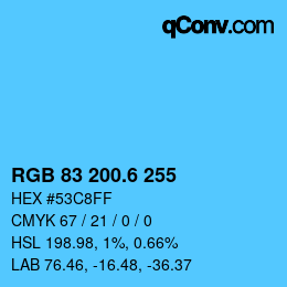カラーコード: RGB 83 200.6 255 | qconv.com