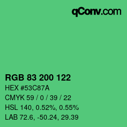 颜色代码: RGB 83 200 122 | qconv.com
