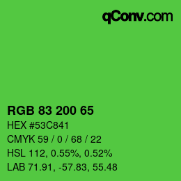 颜色代码: RGB 83 200 65 | qconv.com