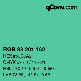 Color code: RGB 83 201 162 | qconv.com