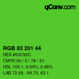 Color code: RGB 83 201 44 | qconv.com