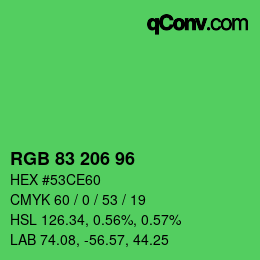 Color code: RGB 83 206 96 | qconv.com