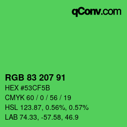 颜色代码: RGB 83 207 91 | qconv.com