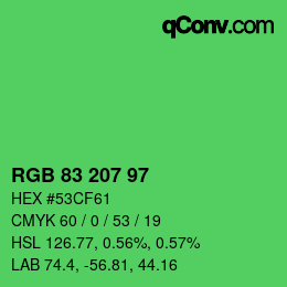 Color code: RGB 83 207 97 | qconv.com