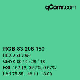 Color code: RGB 83 208 150 | qconv.com