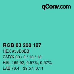 Color code: RGB 83 208 187 | qconv.com