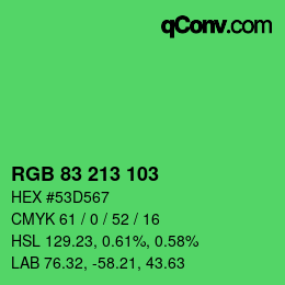 Color code: RGB 83 213 103 | qconv.com
