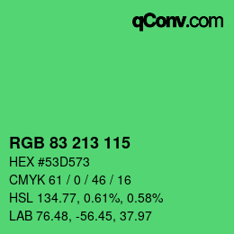 Color code: RGB 83 213 115 | qconv.com