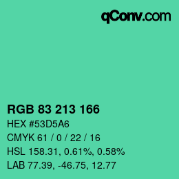 Color code: RGB 83 213 166 | qconv.com