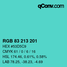 Color code: RGB 83 213 201 | qconv.com