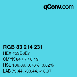 カラーコード: RGB 83 214 231 | qconv.com