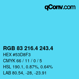 カラーコード: RGB 83 216.4 243.4 | qconv.com