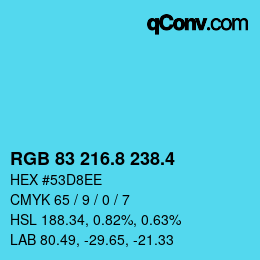 カラーコード: RGB 83 216.8 238.4 | qconv.com