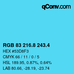 カラーコード: RGB 83 216.8 243.4 | qconv.com