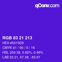Color code: RGB 83 21 213 | qconv.com