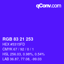 Color code: RGB 83 21 253 | qconv.com