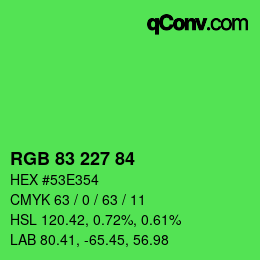 Color code: RGB 83 227 84 | qconv.com