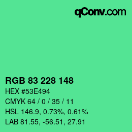 Color code: RGB 83 228 148 | qconv.com