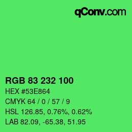 Color code: RGB 83 232 100 | qconv.com