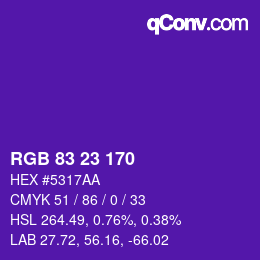 カラーコード: RGB 83 23 170 | qconv.com