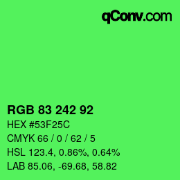 カラーコード: RGB 83 242 92 | qconv.com