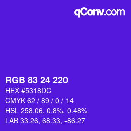 Color code: RGB 83 24 220 | qconv.com