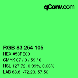Color code: RGB 83 254 105 | qconv.com