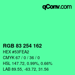 Color code: RGB 83 254 162 | qconv.com