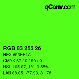颜色代码: RGB 83 255 26 | qconv.com