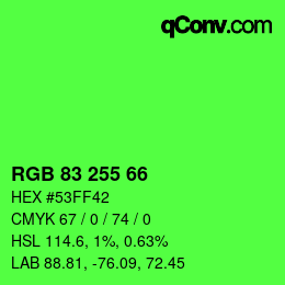 Farbcode: RGB 83 255 66 | qconv.com