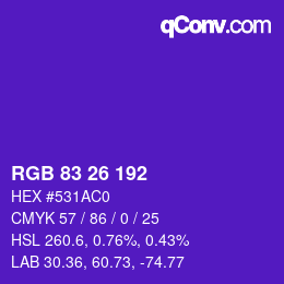 Color code: RGB 83 26 192 | qconv.com