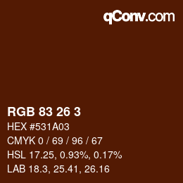 Color code: RGB 83 26 3 | qconv.com