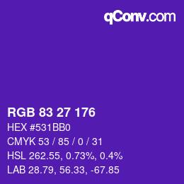 カラーコード: RGB 83 27 176 | qconv.com
