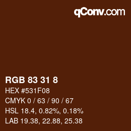 Color code: RGB 83 31 8 | qconv.com